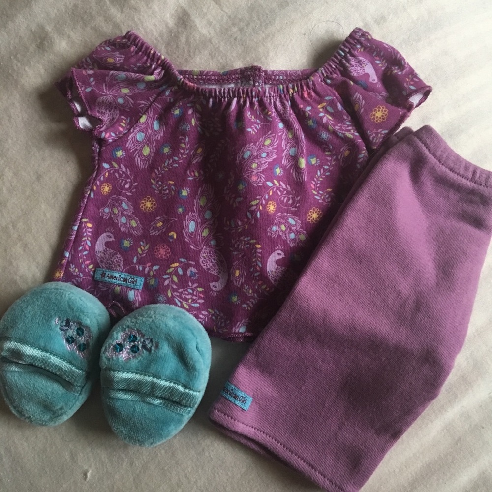 American girl doll purple peacock pj’s